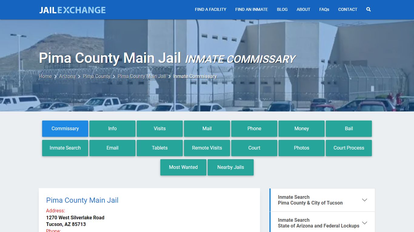 Pima County Main Jail Inmate Commissary - Jail Exchange